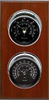 2 Instrument Weather Station - Catalina, Chrome cases, Black dials, Mahogany panel