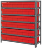 Open Shelving, 7Shelves, 36Bins, Red; Shelving Unit Type Quantum Storage - 44AC8941 - Newark, An Avnet Company