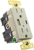 Usb Charger Rcpt, 2Port, 15A/125V, Almnd; Product Range Hubbell Wiring Devices - 58AC0191 - Newark, An Avnet Company