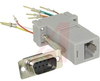connector,adapter,9 pin cont d-sub to 8cont rj45 mod jack,1-piece gray hood -- 70081397