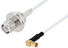 Reverse Polarity TNC Female Bulkhead to SSMC Plug Right Angle Cable 200 cm Length Using RG188 Coax - PE3W05762-200CM - Pasternack