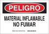 Brady B-555 Aluminum Rectangle White Chemical, Biohazard, Hazardous & Flammable Material Sign - 14 in Width x 10 in Height - Language Spanish - TEXT: PELIGRO MATERIAL INFLAMABLE NO FUMAR - 38291 - 754473-38291 - R. S. Hughes Company, Inc.