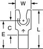 3M Scotchlok Blue Locking Brazed Non-Insulated Brazed Fork & Spade Terminal M14-6FLK - 0.68 in Length - 0.25 in Fork Width - #6 Stud - 054007-13775 - R. S. Hughes Company, Inc.