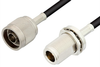 N Male to N Female Bulkhead Cable 12 Inch Length Using RG223 Coax - PE3686-12 - Pasternack