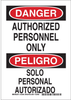 Brady B-555 Aluminum Rectangle White Restricted Area / No Trespassing Sign - 10 in Width x 14 in Height - Language English / Spanish - 124046 - 754473-79789 - R. S. Hughes Company, Inc.