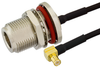 N Female Bulkhead to MCX Plug Right Angle Semi-Flexible Precision Cable 18 Inch Length Using PE-SR405FLJ Coax, RoHS - PE39463-18 - Pasternack