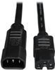 IEC C14 to IEC C15 Power Cable - Heavy Duty, 15A, 100-250V, 14 AWG, 2 ft., Black -- P018-002