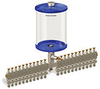 Blue Color Key, Clear View Multiple Feed Manual Lubricator, 1/2 gal Pyrex Reservoir, 22 Feeds, 1/4” OD Tube Outlets - B5163-064PB221BW - Oil-Rite Corp.