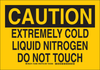 Brady B-401 Polystyrene Rectangle Yellow Chemical, Biohazard, Hazardous & Flammable Material Sign - 14 in Width x 10 in Height - TEXT: CAUTION EXTREMELY COLD LIQUID NITROGEN DO NOT TOUCH - 125968 - 754473-74114 - R. S. Hughes Company, Inc.