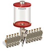 Red Color Key, Clear View Multiple Feed Electro Lubricator, 1 qt Pyrex Reservoir, 11 Feeds, 1/8