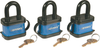 3 Pack Weatherproof Steel Padlock Set -- 8026600 - Image