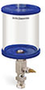 Blue Color Key, Clear View Single Feed Manual Lubricator, 1 qt Pyrex Reservoir, 1/8” Female NPT Outlet, 5/8”-18 Thread for Remote Mounting - B5161-032PBRBW - Oil-Rite Corp.
