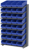 Akro-Mils APRS 900 lb Blue Gray Powder Coated Steel 16 ga Single Sided Fixed Rack - 36 3/4 in Overall Length - 32 Bins - Bins Included - APRS18088 BLUE - APRS18088 BLUE - R. S. Hughes Company, Inc.