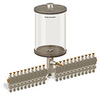 Clear View Multiple Feed Manual Lubricator, 1/2 gal Pyrex Reservoir, 21 Feeds, 1/4” OD Tube Outlets - B4463-064PB211W - Oil-Rite Corp.