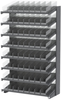 Akro-Mils APRS 900 lb Clear Gray Powder Coated Steel 16 ga Single Sided Fixed Rack - 36 3/4 in Overall Length - 72 Bins - Bins Included - APRS18128SC - APRS18128SC - R. S. Hughes Company, Inc.