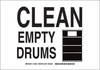 Brady B-555 Aluminum Rectangle White Chemical, Biohazard, Hazardous & Flammable Material Sign - 14 in Width x 10 in Height - TEXT: CLEAN EMPTY DRUMS - 125622 - 754473-73327 - R. S. Hughes Company, Inc.