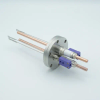 Thermocouple-Power Feedthrough, 2 Pairs Type E, w/ Miniature TC Connectors, 5000 Volts, 150 Amps, 2 Pins, 2.75″ Conflat Flange - A0798-4-CF - MPF Products, INC.