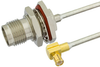 TNC Female Bulkhead to MCX Plug Right Angle Semi-Flexible Precision Cable 9 Inch Length Using PE-SR405FL Coax, LF Solder, RoHS - PE39477-9 - Pasternack