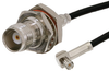 TNC Female Bulkhead to MCX Plug Right Angle Cable 24 Inch Length Using RG174 Coax - PE33799-24 - Pasternack