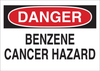 Brady B-302 Polyester Rectangle White Chemical, Biohazard, Hazardous & Flammable Material Sign - 10 in Width x 7 in Height - Laminated - TEXT: DANGER BENZENE CANCER HAZARD - 85441 - 754476-85441 - R. S. Hughes Company, Inc.