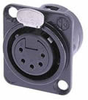 XLR 5 Pin Panel Mt(f) Blk/Silv Neutrik Connector - CA-NC5FDL1BAG - Visual Sound, Inc.
