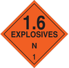 Brady B-946 Vinyl Square Orange Truck Placards Sign - 10 3/4 in Width x 10 3/4 in Height - Self-Adhesive - TEXT: 1.6 EXPLOSIVE N 1 - 63334 - 754476-63334 - R. S. Hughes Company, Inc.