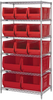 Open Wire Shelving, 6Shelves, 13Bin, Red; Shelving Unit Type Quantum Storage - 44AC8242 - Newark, An Avnet Company