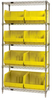 Open Wire Shelving, 5Shelves, 8Bins, Yel; Shelving Unit Type Quantum Storage - 44AC8132 - Newark, An Avnet Company