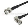 BNC Male to RA BNC Male Cable RG-58 Coax in 12 Inch - FMCA1225-12 - Fairview Microwave Inc.