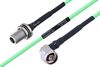 Temperature Conditioned N Female Bulkhead to N Male Right Angle Low Loss Cable 8 Inch Length Using PE-P160LL Coax - PE3M0223-8 - Pasternack
