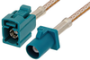 Water Blue FAKRA Plug to FAKRA Jack Cable 36 Inch Length Using RG316 Coax - PE38756Z-36 - Pasternack