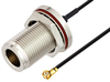 N Female Bulkhead to WMCX 1.6 Plug Cable 12 Inch Length Using 0.81mm Coax, RoHS - PE3CA1014-12 - Pasternack