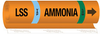 Brady B-689 Orange/Black/Blue/Green Polyester Pipe Marker - 10 in Width - 14 in Length - Printed Msg = LSS VAP AMMONIA LOW with Right Arrow - 145776 - 754473-54568 - R. S. Hughes Company, Inc.