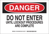 Brady B-401 Polystyrene Rectangle White Lockout / Tagout Sign - 14 in Width x 10 in Height - TEXT: DANGER DO NOT ENTER UNTIL LOCKOUT PROCEDURES ARE COMPLETE - 127546 - 754473-75895 - R. S. Hughes Company, Inc.