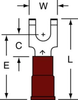3M Scotchlok Red Locking Butted Nylon Butted Fork & Spade Terminal MNG18-6FFBK - 0.84 in Length - 0.3 in Fork Width - #6 Stud - 054007-01263 - R. S. Hughes Company, Inc.