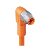 M8 F&B (PVC) Sensor/Actuator Single-Ended Cordset: Male, angled, 4-pin, A-coded, orange body, 30 V AC/DC, 4 A; PVC orange cable, 4-wires, 0.25 mm² - PRSMWV 4-07 - Belden Inc.