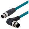Category 5e M12 4 Position D code Double Shielded Industrial Cable, Right Angle M12 M/M12 M, 2.0m - T5A00022-2M - MilesTek Corporation