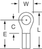 3M Scotchlok Blue Butted Non-Insulated Butted Ring Terminal MU6-38RHTK - 1.22 in Length - 0.63 in Wide - 0.255 in Inside Diameter - 3/8 in Stud - 054007-02171 - R. S. Hughes Company, Inc.