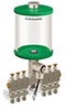 Green Color Key, Clear View Multiple Feed Electro Lubricator, 1 qt Pyrex Reservoir, 6 Feeds, 1/4