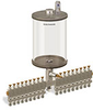 Levelux Clear View Multiple Feed Manual Lubricator, 1/2 gal Pyrex Reservoir, 18 Feeds, 1/4” OD Tube Outlets - B5178-064PB181W - Oil-Rite Corp.