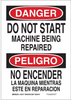 Brady B-401 Polystyrene Rectangle White Machine & Equipment Sign - 10 in Width x 14 in Height - Language English / Spanish - 125179 - 754473-72805 - R. S. Hughes Company, Inc.