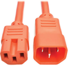 IEC C14 to IEC C15 Power Cable - Heavy Duty, 15A, 100-250V, 14 AWG, 2 ft., Orange -- P018-002-AOR