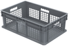 Akro-Mils 11.19 gal Gray Industrial Grade Polymer Industrial Reusable Straight Wall Container - 23 3/4 in Length - 15 3/4 in Width - 8 1/4 in Height - Mesh Side Wall - 37678 GREY - 37678 GREY - R. S. Hughes Company, Inc.