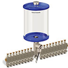 Blue Color Key, Clear View Multiple Feed Electro Lubricator, 1/2 gal Pyrex Reservoir, 18 Feeds, 1/8