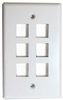 6 Port Wall Plate for Keystone -- 68PL-A6 - Image