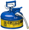 Justrite Accuflow Blue Steel 1 gal Safety Can - 10 1/2 in Height - 9 1/2 in Overall Diameter - 697841-14044 - 697841-14044 - R. S. Hughes Company, Inc.