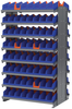 Akro-Mils 800 lb Blue Gray Powder Coated Steel 16 ga Double Sided Fixed Rack - 36 3/4 in Overall Length - 128 Bins - Bins Included - APRD36442B - APRD36442B - R. S. Hughes Company, Inc.