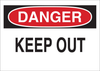 Brady B-302 Polyester Rectangle White Restricted Area / No Trespassing Sign - 14 in Width x 10 in Height - Laminated - TEXT: DANGER KEEP OUT - 84096 - 754476-84096 - R. S. Hughes Company, Inc.