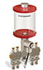 Red Color Key, Clear View Multiple Feed Electro Lubricator, 1 pt Pyrex Reservoir, 4 Feeds, 1/4” OD Tube Outlets, 24VDC - B5162-016PB04024D1RW - Oil-Rite Corp.