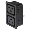 Strip Block for Snap-in Mounting with 2 IEC Appliance Outlets - 4770 IEC 60320 Dual Block Type J Outlet for PDUs - SCHURTER Inc